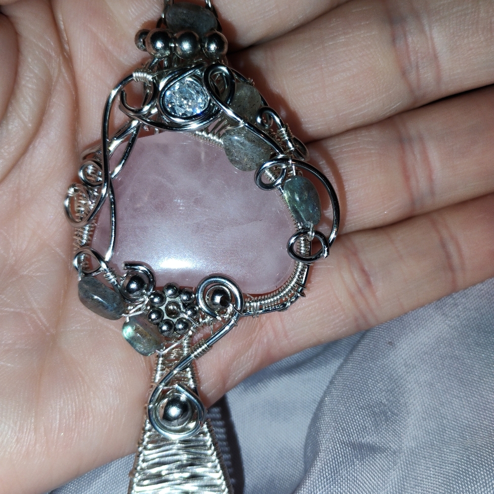 Rose Quartz Mushroom Necklace